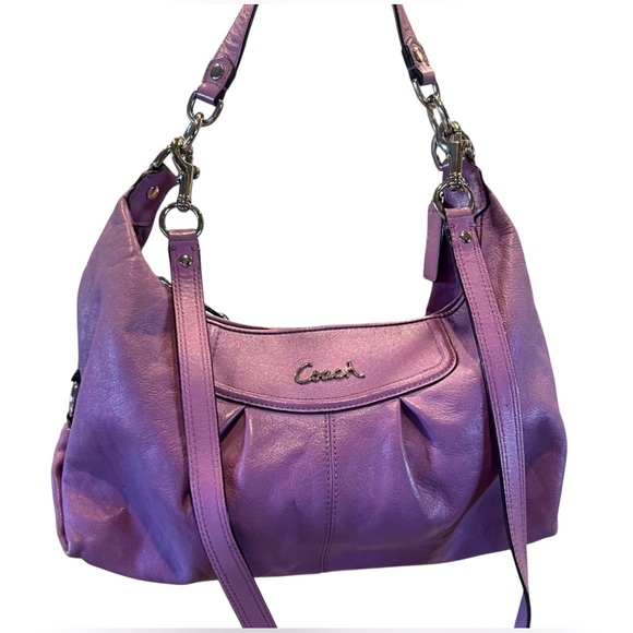 COACH M1261-F19761 Ashley Hobo Purple Leather Shoulder Bag Handbag 13”x6.5”x4.5” - Picture 1 of 7